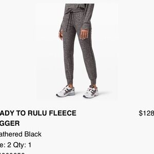 Lululemon- ready to Rulu Fleece Jogger - Heathered Black